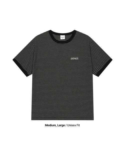 BASIC LOGO STRIPE RINGER TEE BLACK