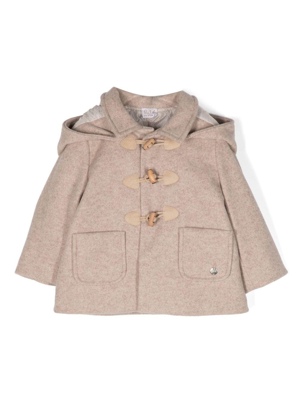 Logo-charm hooded duffle coat - Neutrals