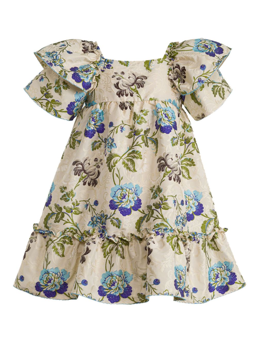Floral-jacquard cotton dress - Neutrals