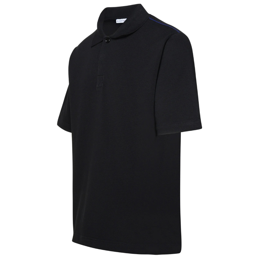 Striped-Cuffs Short Sleeved Cotton Polo Shirt