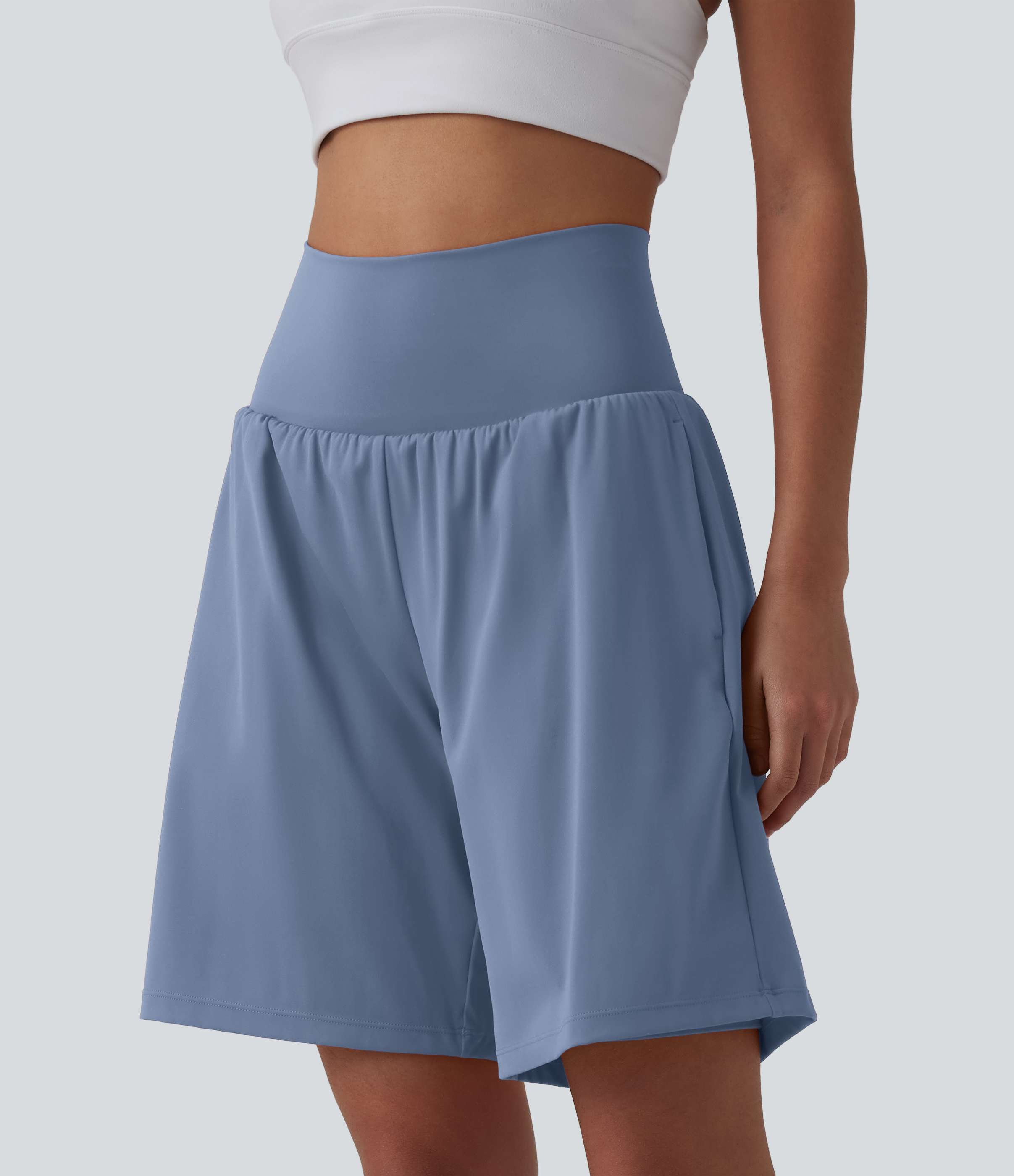 "SoftlyZero™ Airy Super High Waisted 2-in-1 Cool Touch Yoga Shorts 9"" with Pockets Gym Short - Infinity