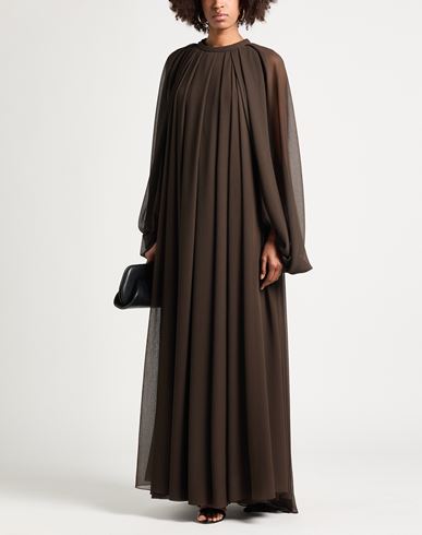 Woman Maxi dress Chocolate brown Size 8 Polyester, Polyamide