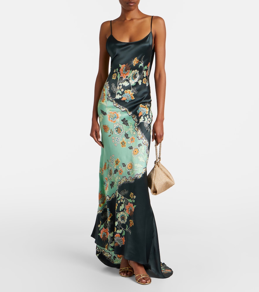 Floral silk satin gown