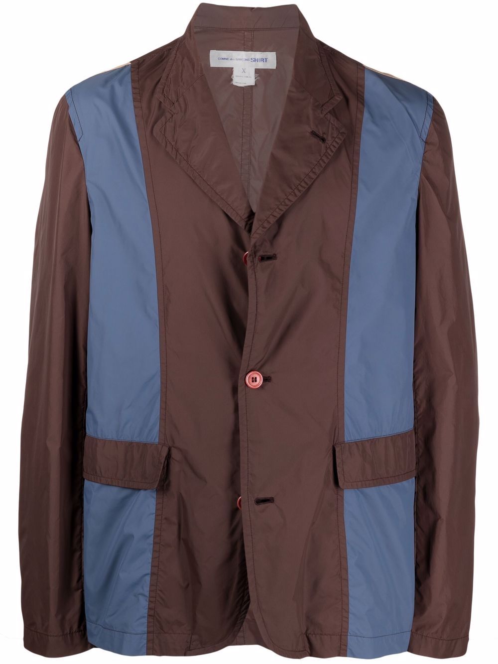 1990s colour-block single-breasted jacket - Brown