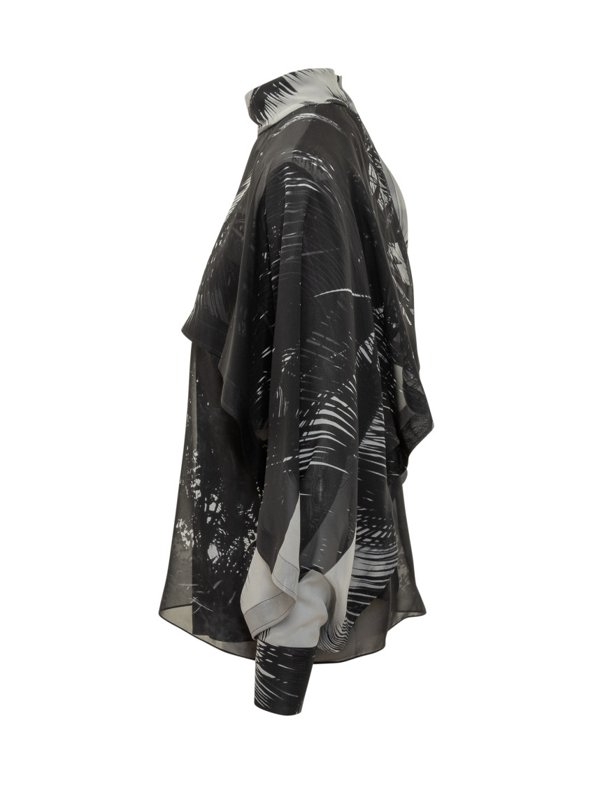 Black Printed Mock Collar Top