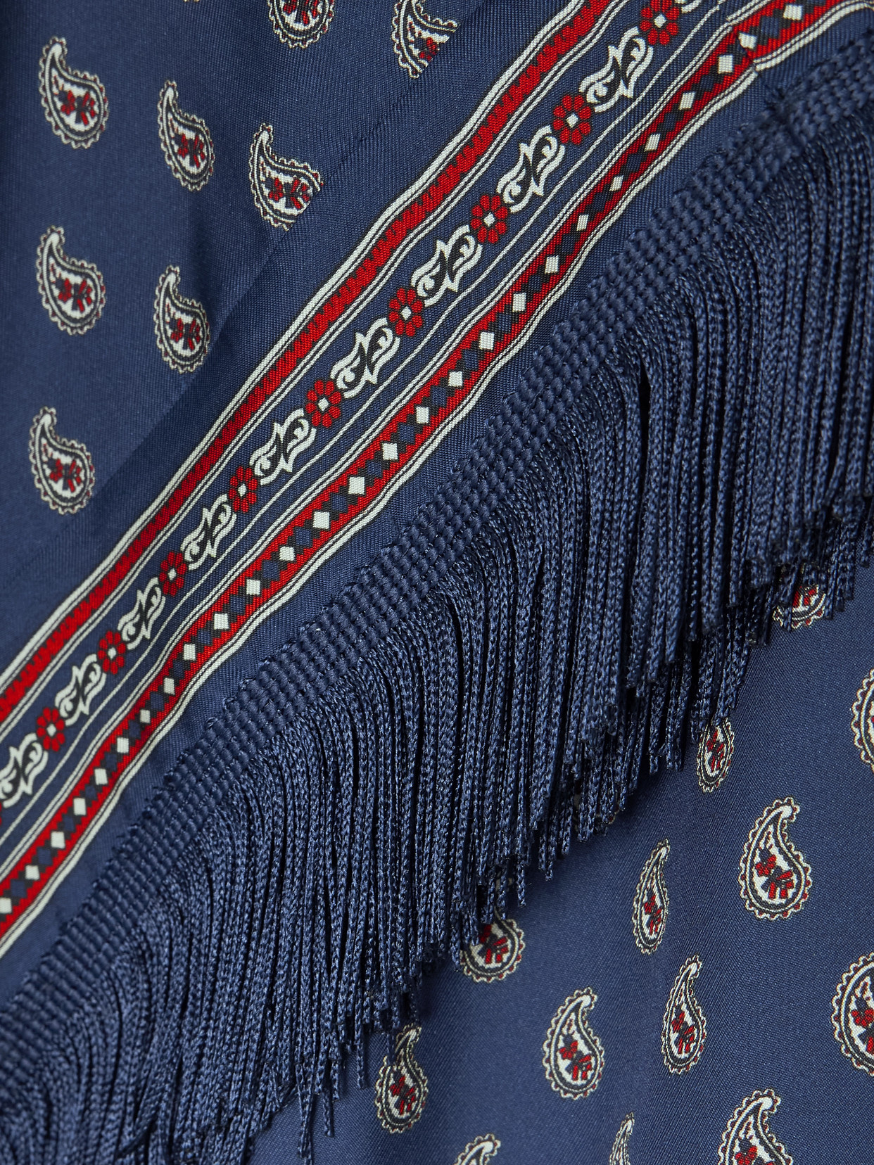 Lavon Fringed Paisley-print Silk Straight-leg Pants - Blue