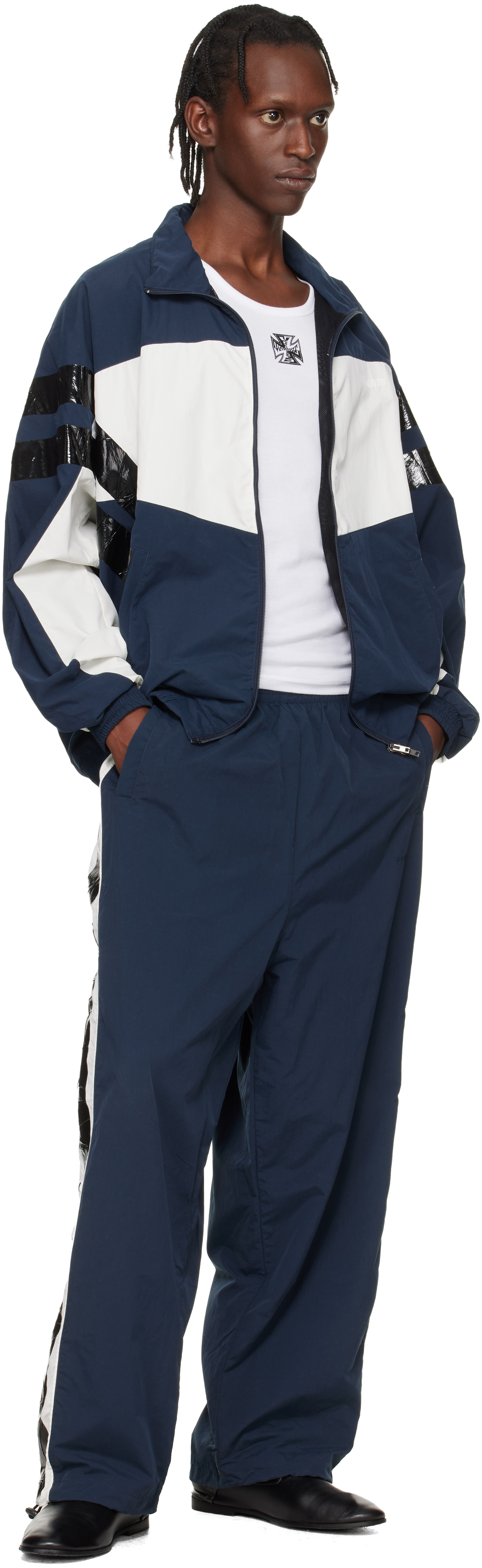 Navy Taped Track Pants
