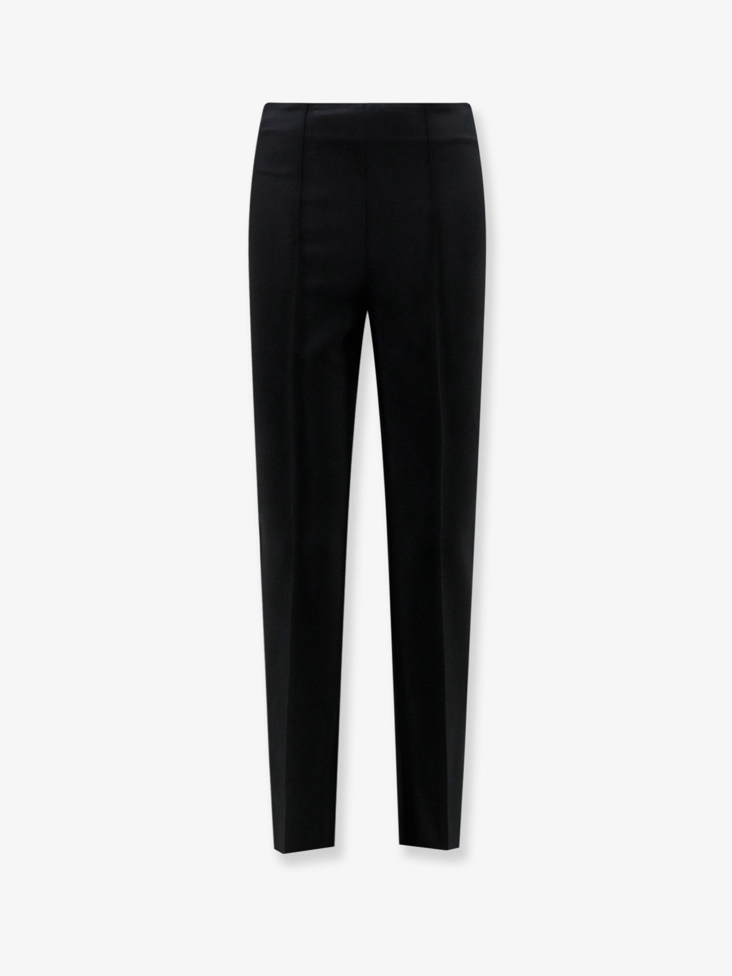 High-Waist Cigarette-Leg Viscose Trousers — Black