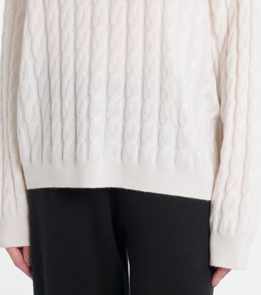 Magnolie cable-knit cashmere polo sweater