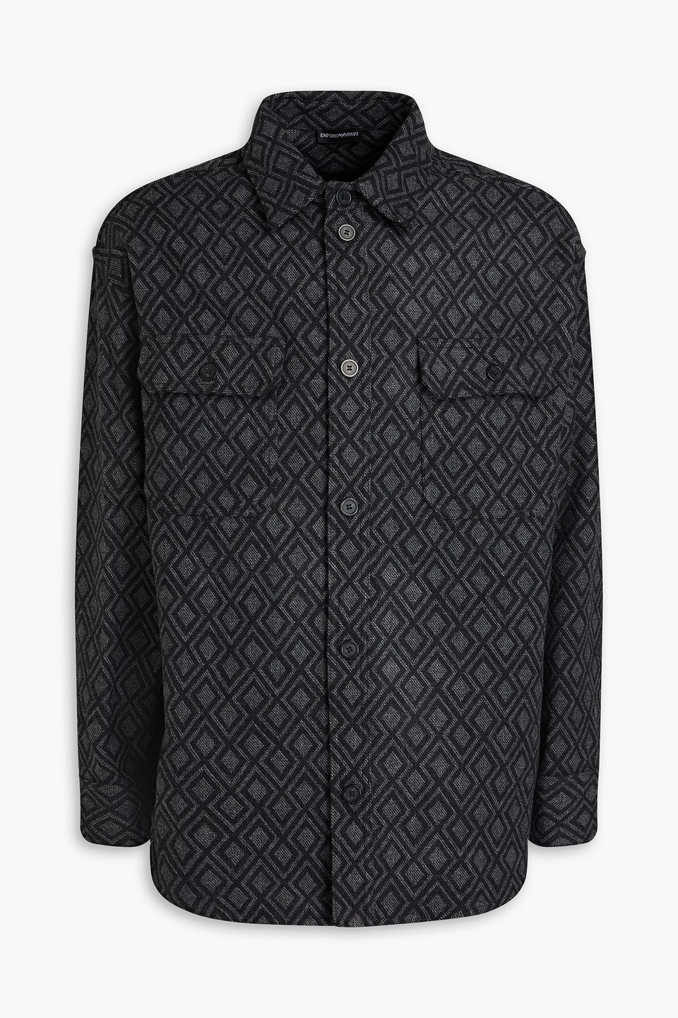 Wool and cashmere-blend jacquard overshirt