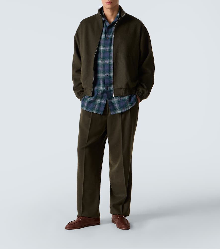 Camel hair flannel straight pants