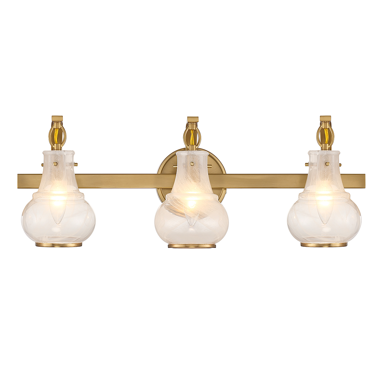 Warm Brass Three Light Bathroom Vanity from the Adams Collection
