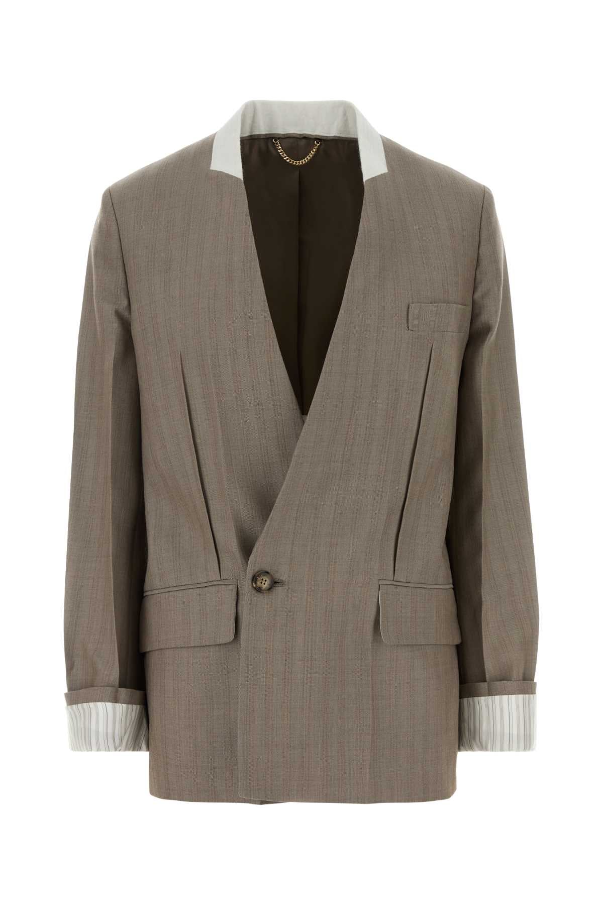 Virgin Wool Oversized Blazer — Beige