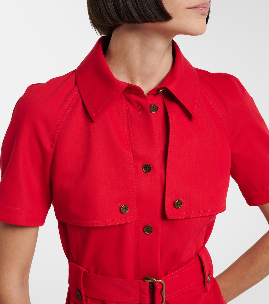 Belted wool shirt dress