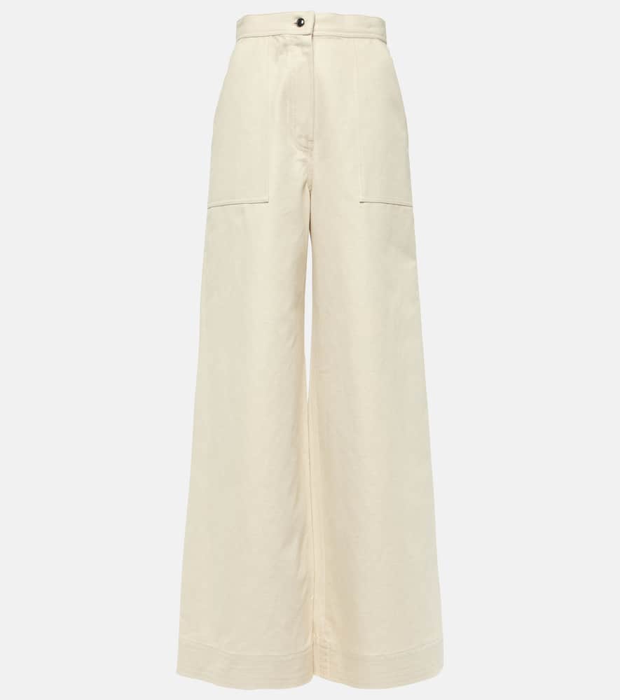 Oboli cotton and linen wide-leg pants