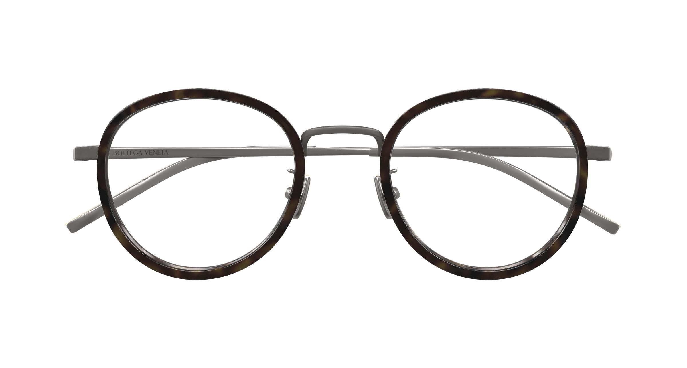 Bottega Veneta Unisex Bottega Veneta BV1428OA 002 Optical frames Titanium Ruthenium Transparent Round
