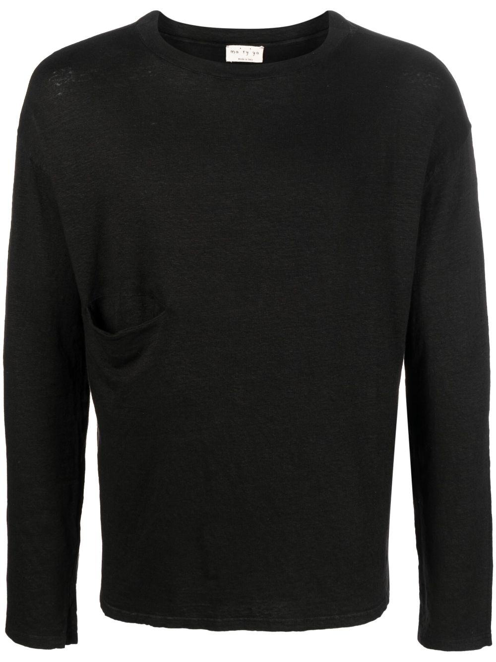 Long-sleeve round-neck linen sweater - White