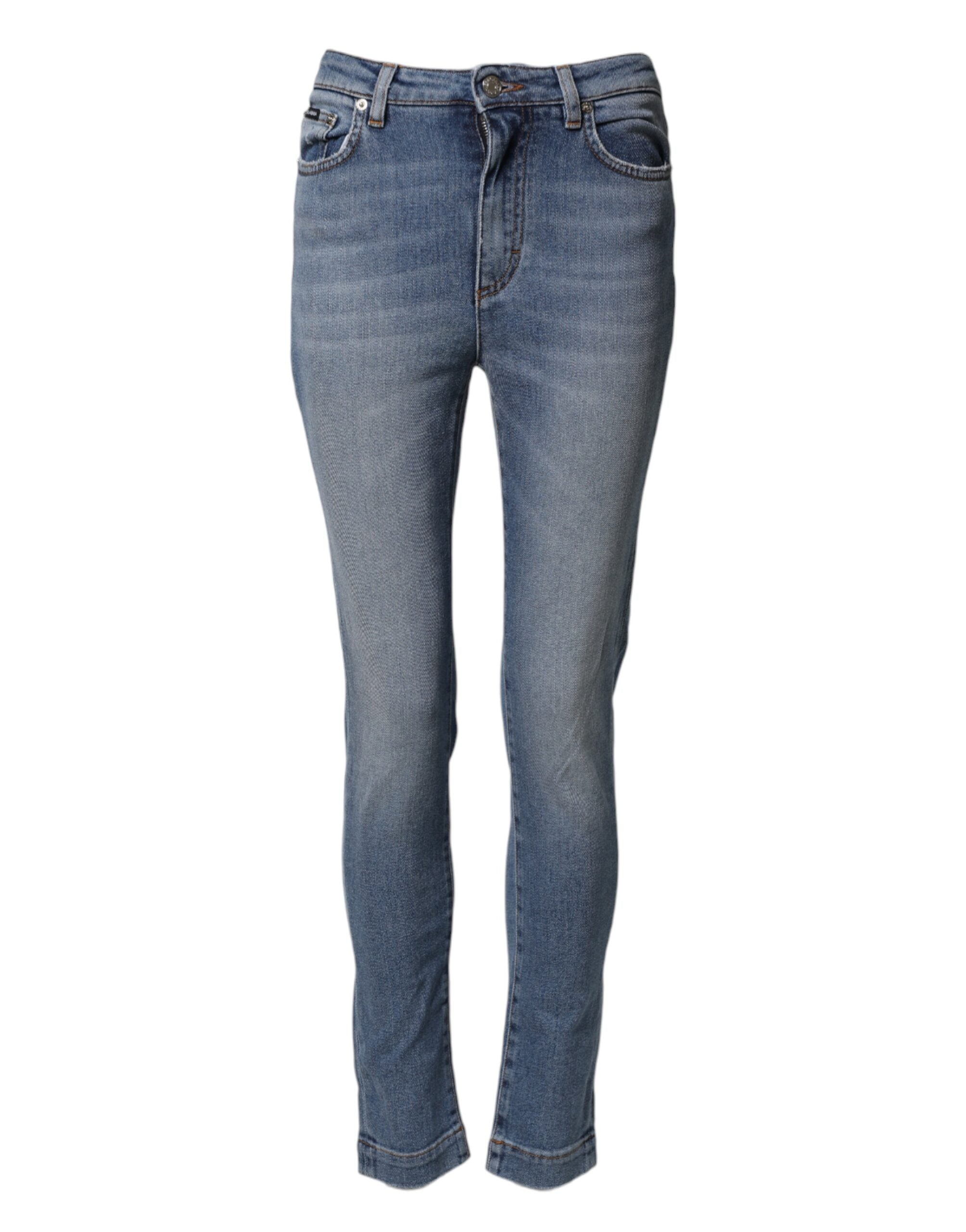 Blue Washed Cotton Skinny Jeans — Blue