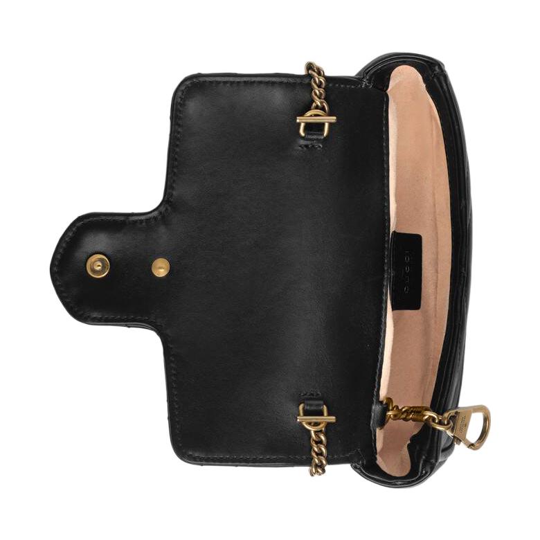 (WMNS) GG Marmont Matelasse leather super mini bag 'Black'