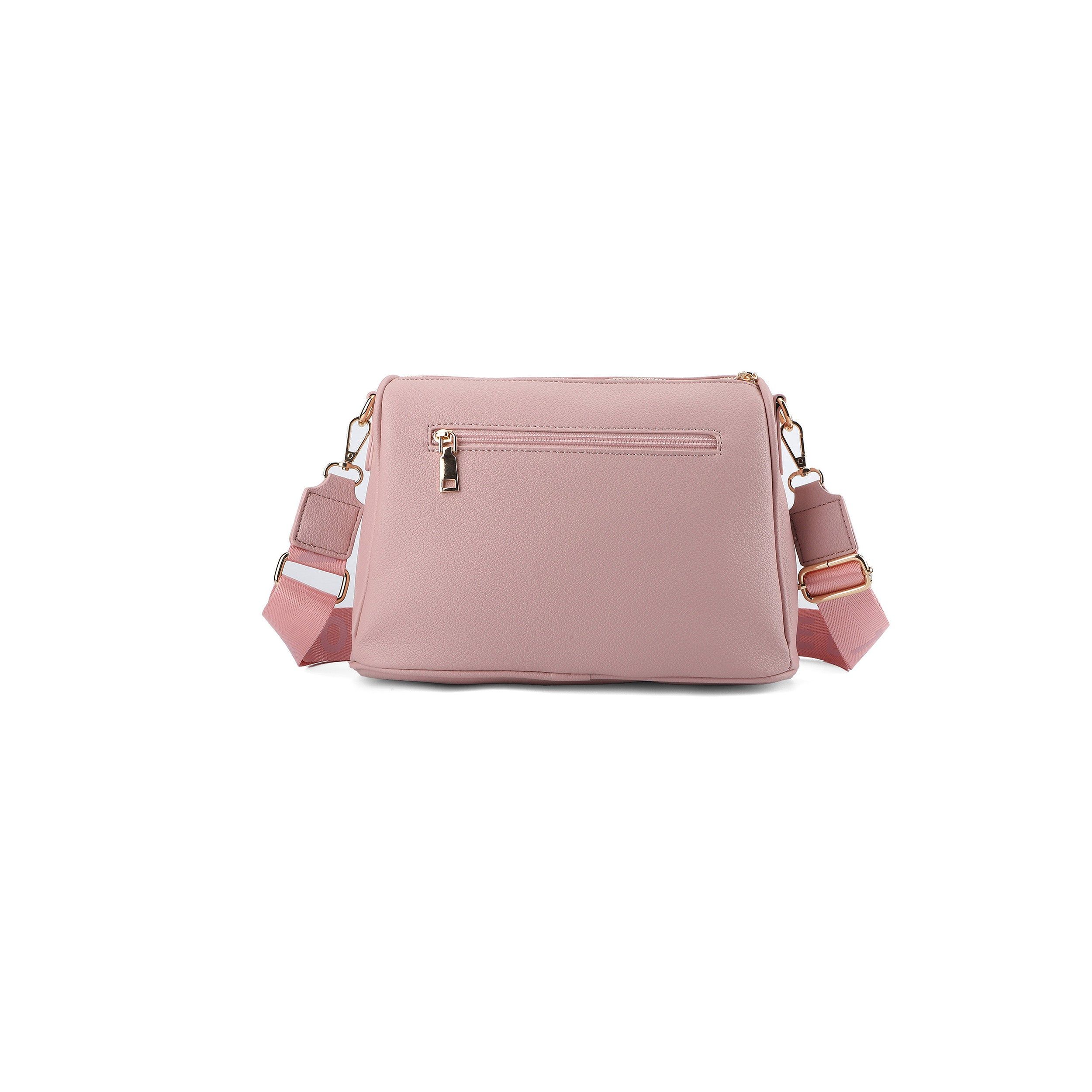 Jfy Zip Top 2 Compartments Canvas Strap Crossbody Handbag In Light Beige