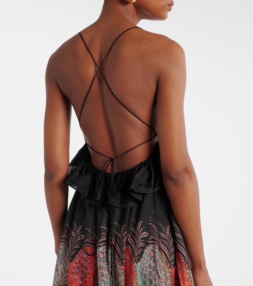 Rhiannon paisley ruffled silk maxi dress