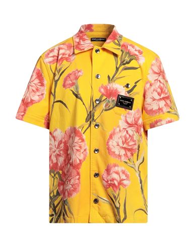 Dolce & gabbana Man Shirt Yellow Size 15 ¾ Cotton, Elastane