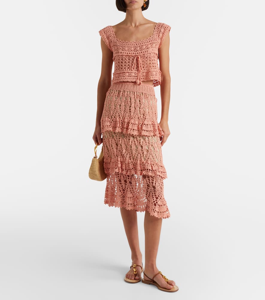 Elsie crochet cotton midi skirt