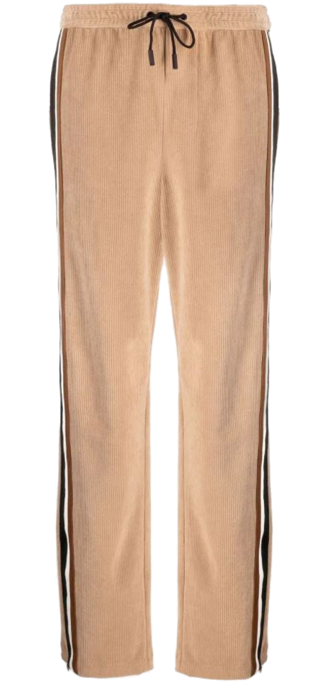 Side-Stripe Corduroy Track Pants — Beige