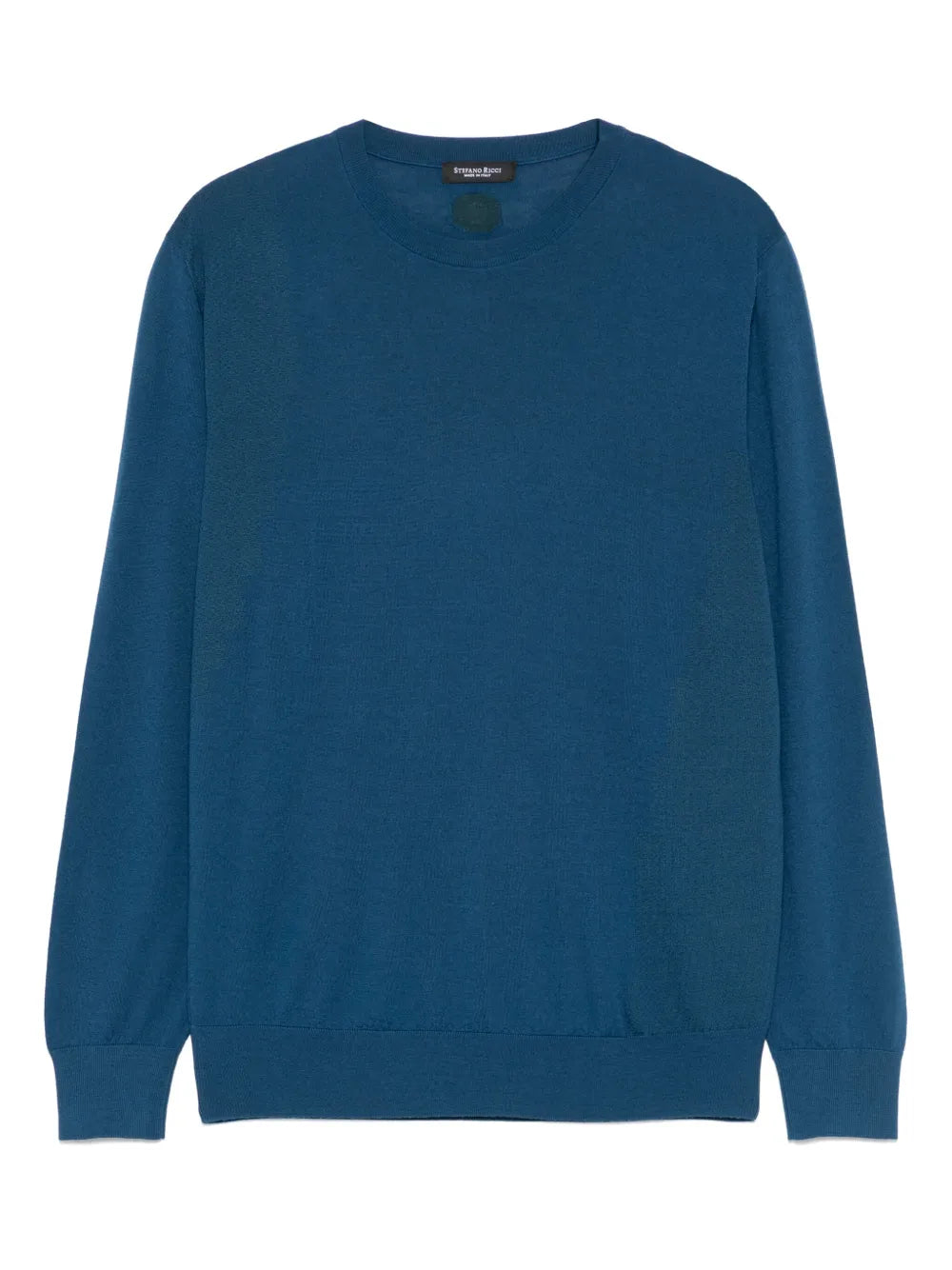 Fine-Knit Wool-Silk Sweater — Blue