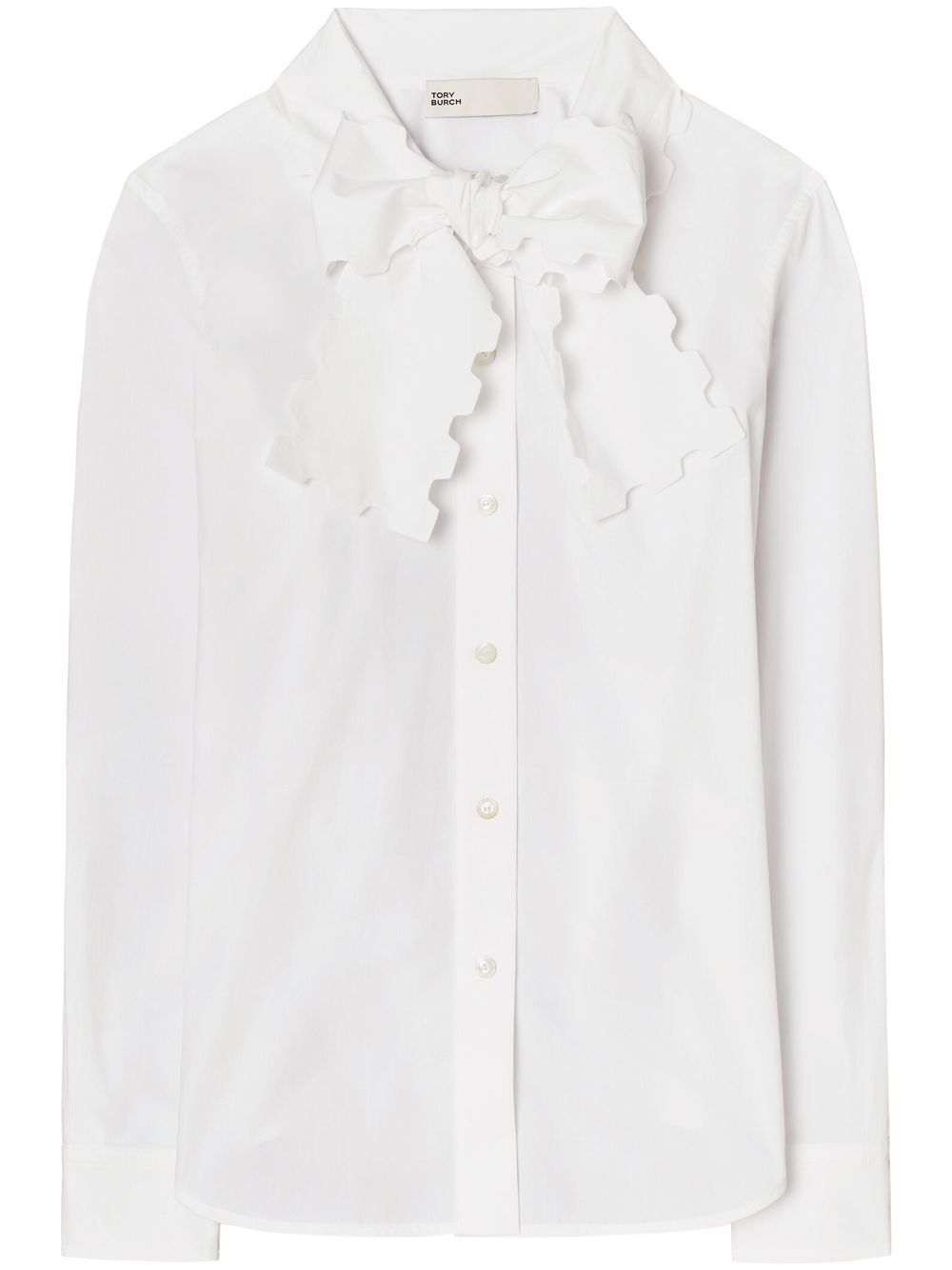 Scalloped-blow poplin blouse - White