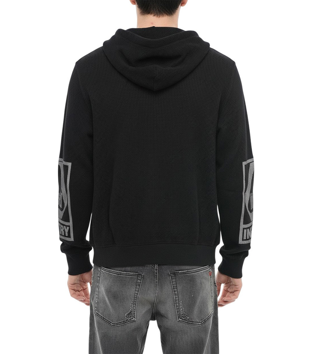 Black Knitted Zip Up Hoodie