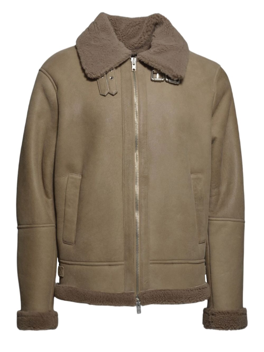 Zip-up suede jacket - Neutrals