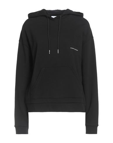 Woman Sweatshirt Black Size L Cotton, Elastane