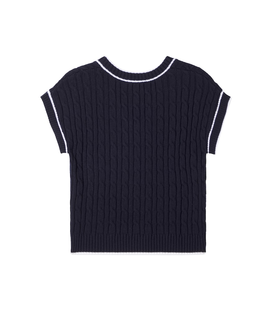 Cable-knit wool and cotton sweater vest