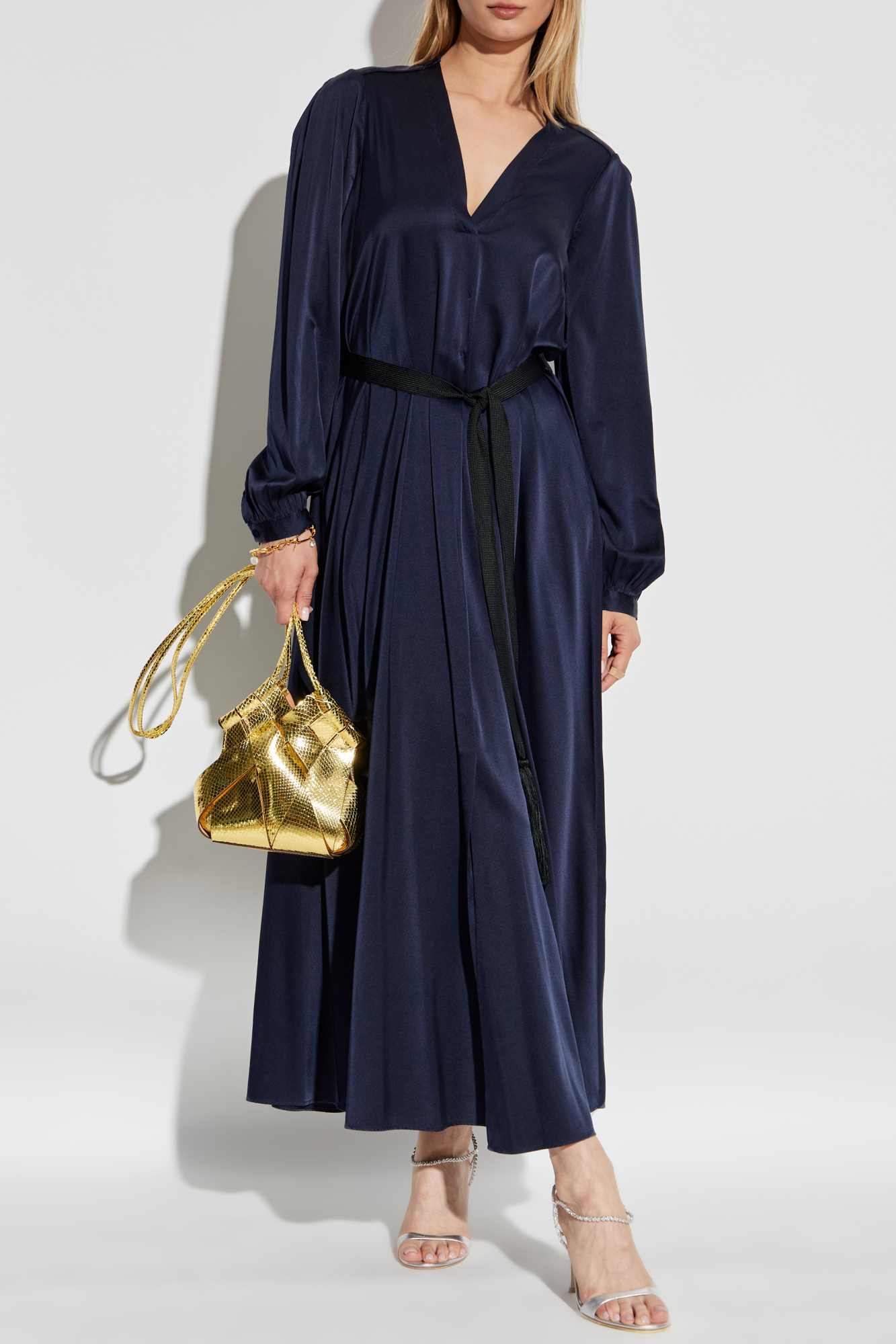 Silk Dress, Women's, Navy Blue