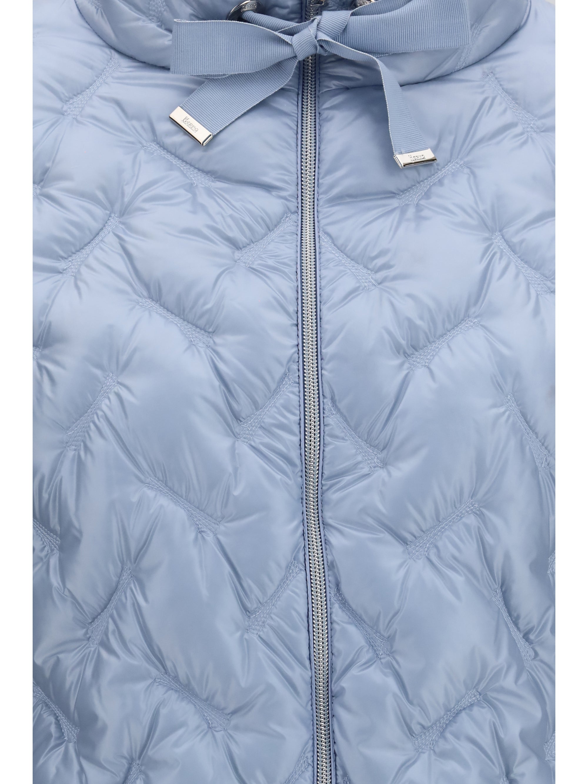 Quilted Midi Puffer Down Jacket — Blue