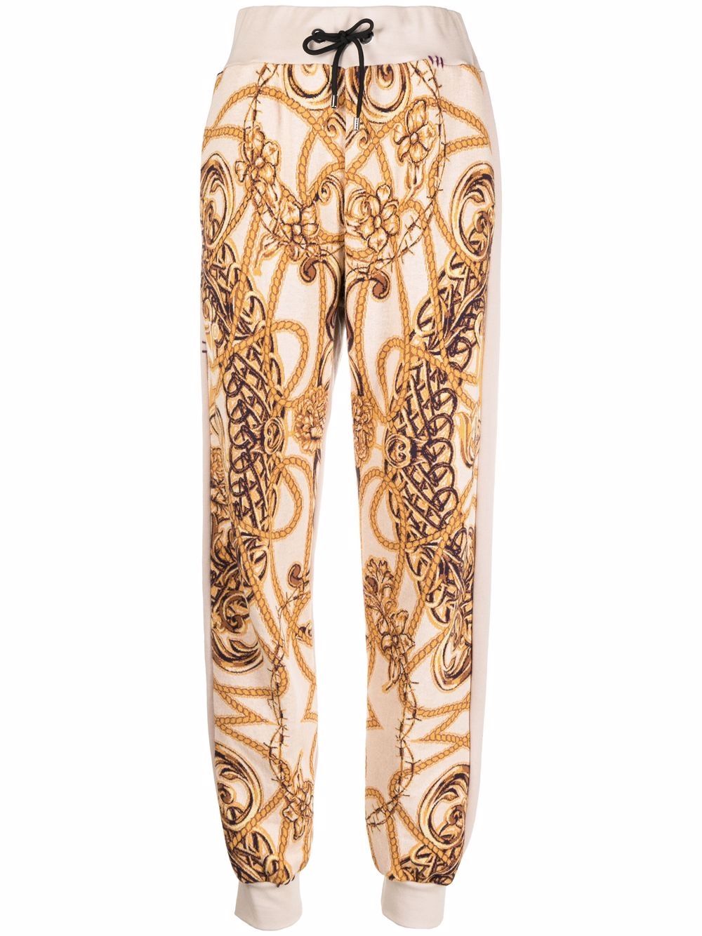 Baroque-jacquard fleece sweatpants - Neutrals