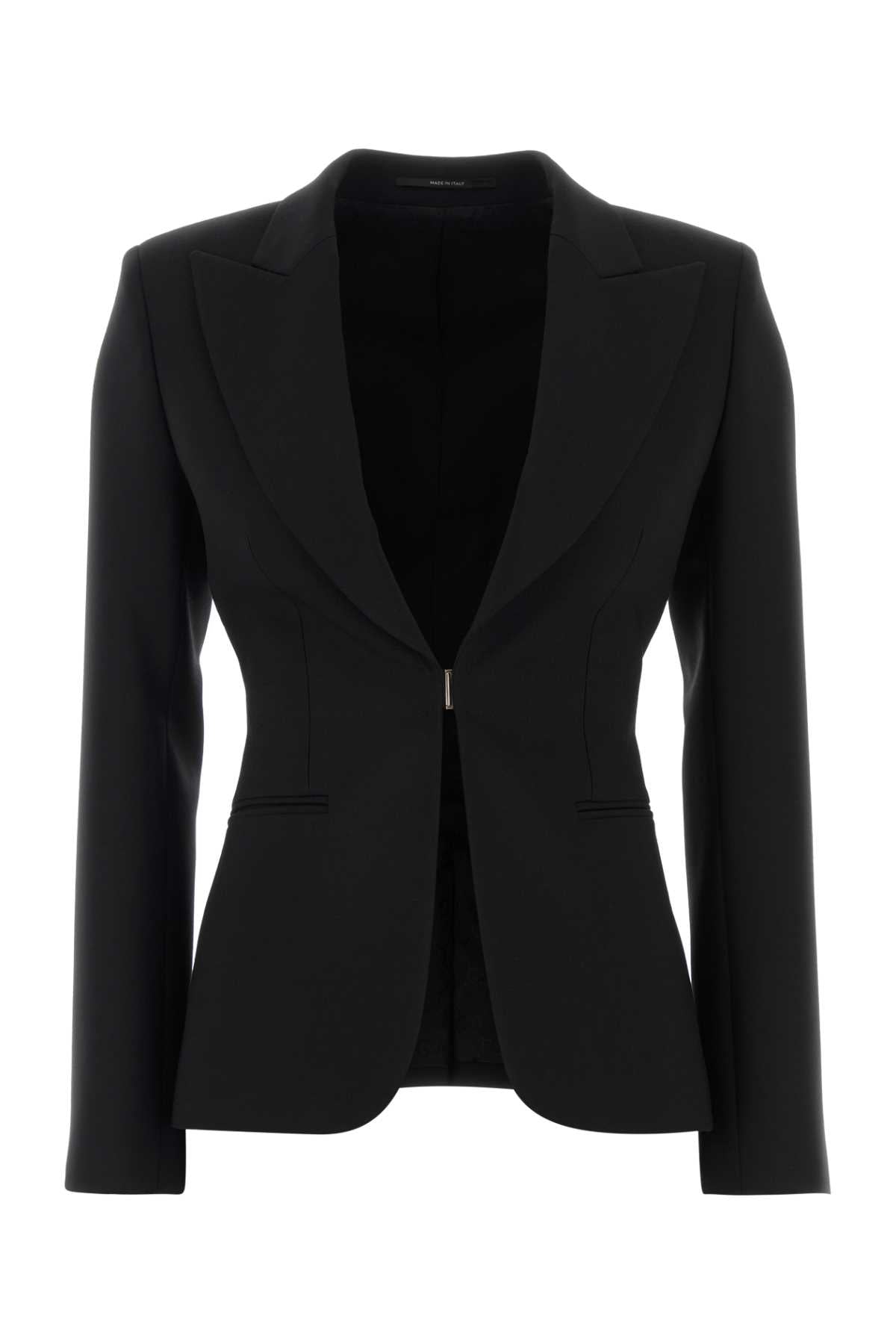 Stretch Wool Blend Blazer — Black