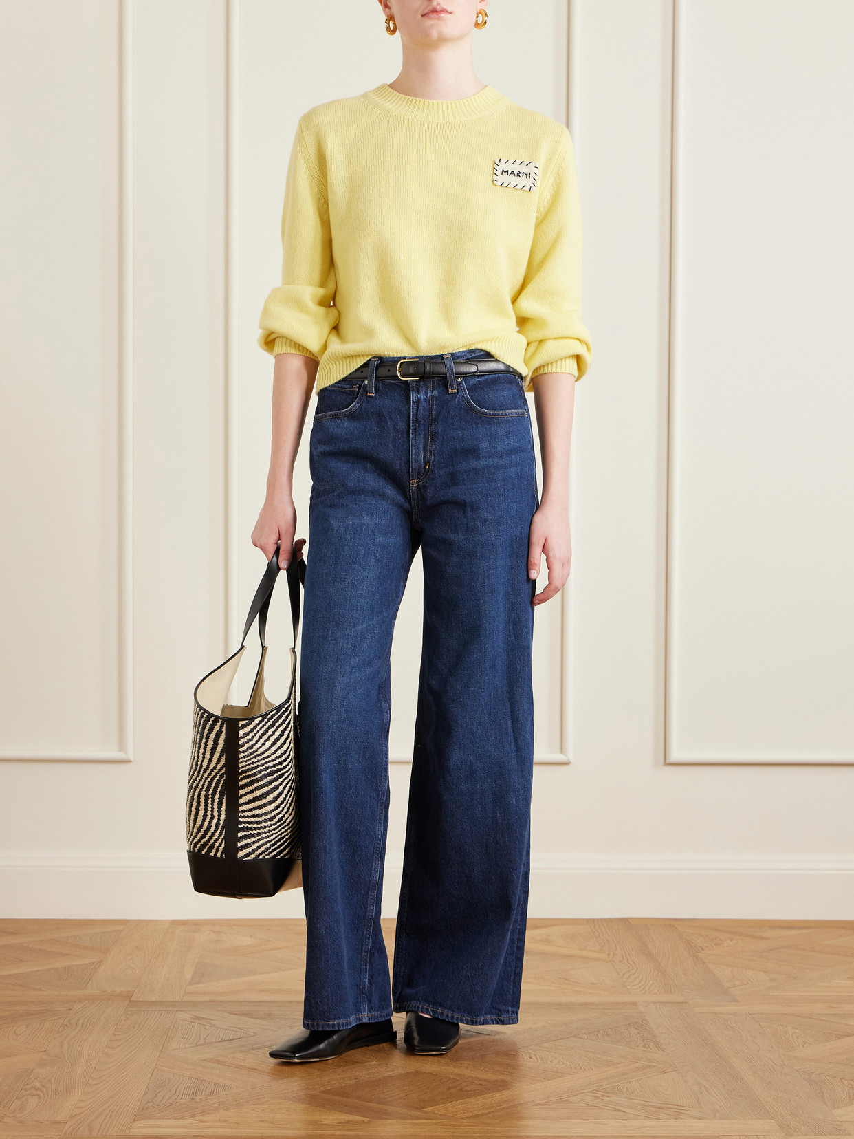 Appliquéd Cashmere Sweater - Yellow