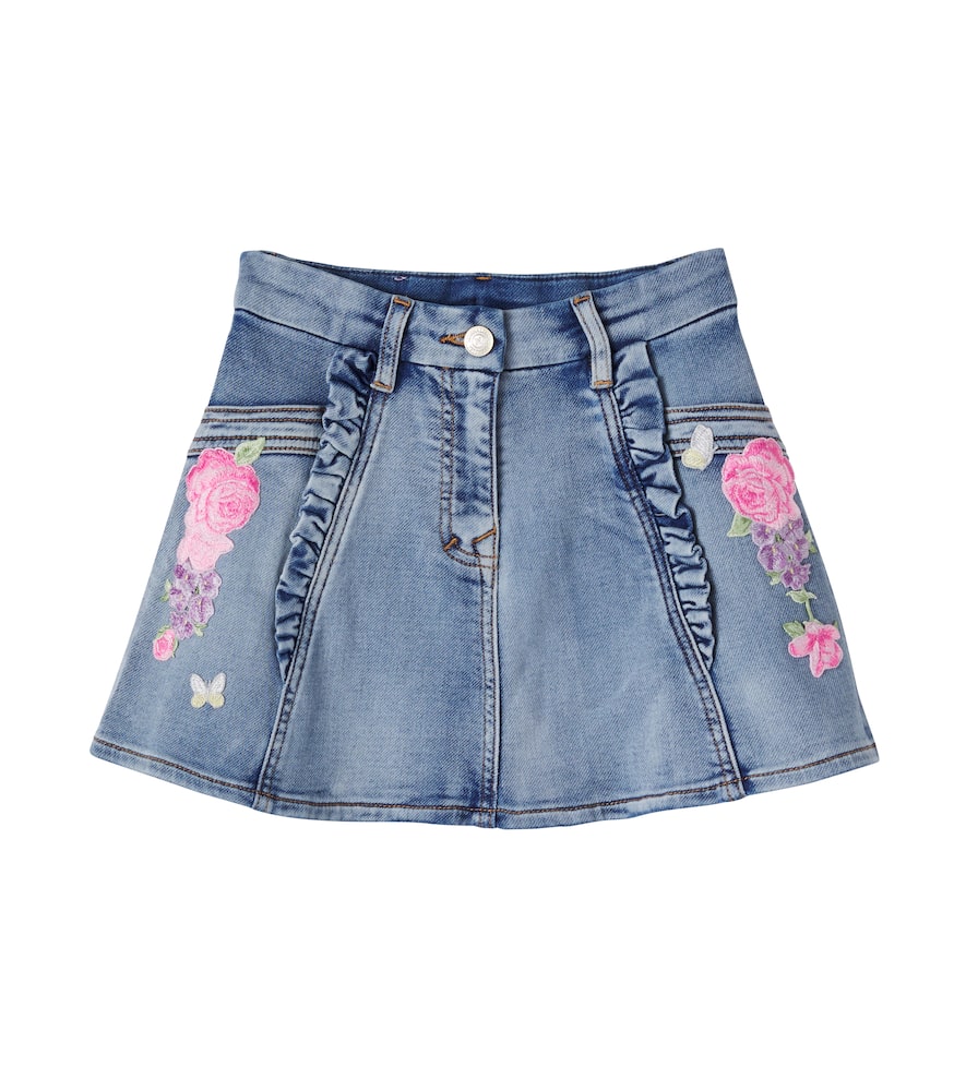 Embroidered denim skirt