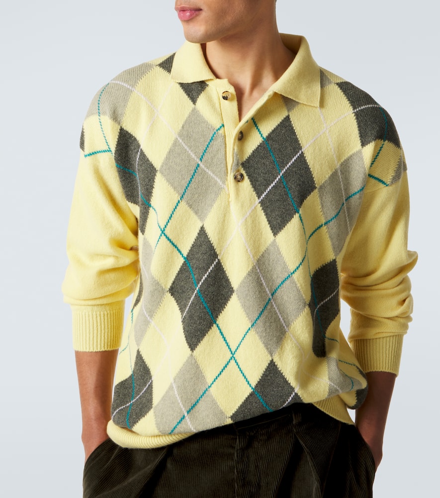Argyle wool polo sweater