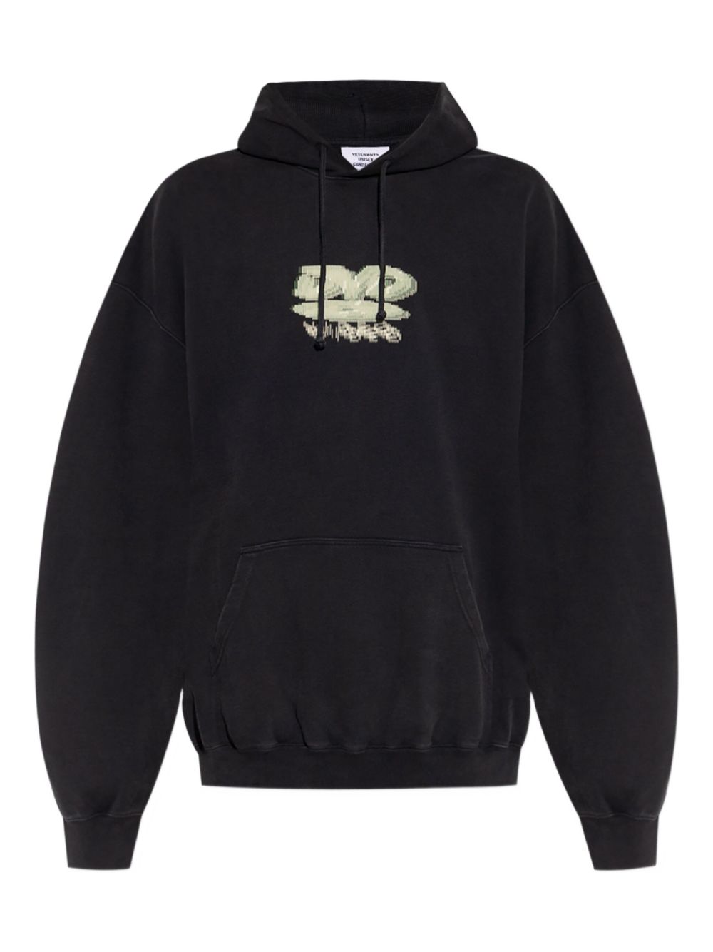 Graphic-print cotton hoodie - Black