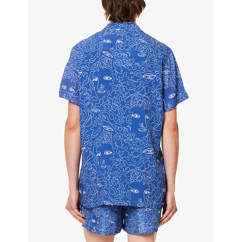 Arrels Barcelona 남성 Mens Blue Summer Spirits Juliana Graphic-print Woven Shirt XL 75521876