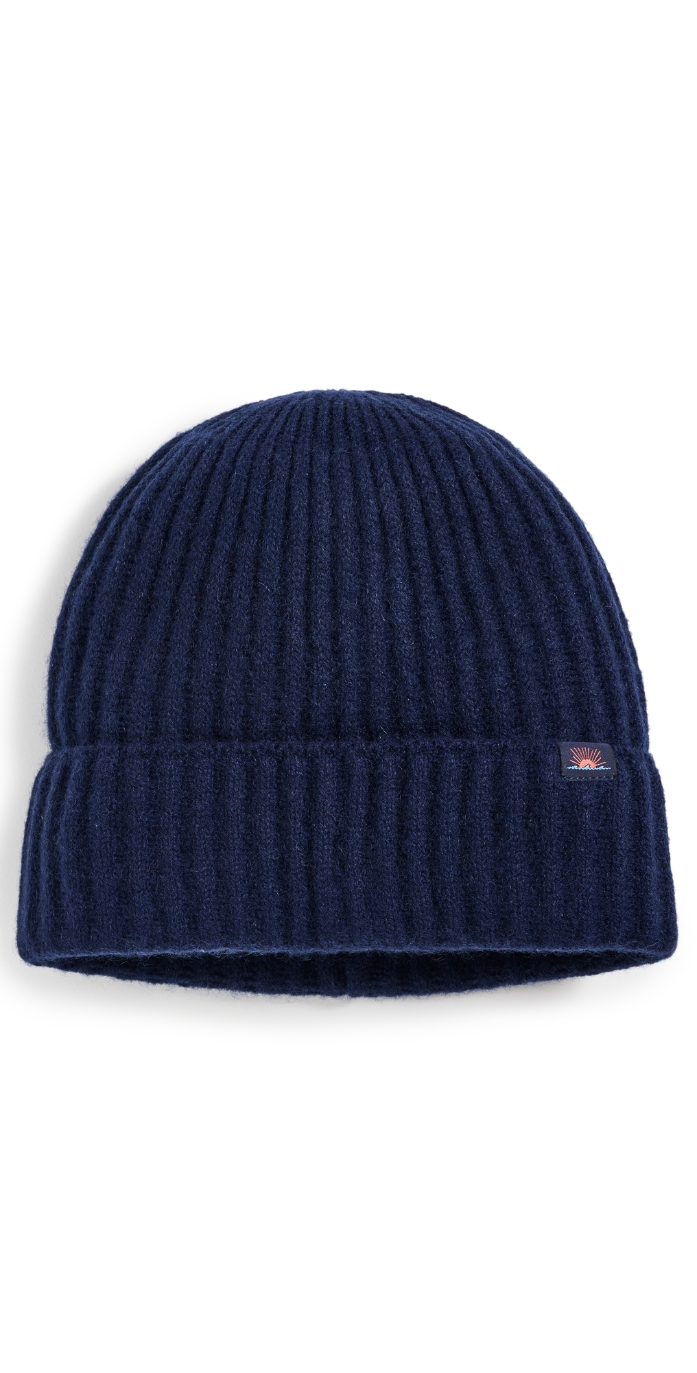 Cashmere Ribbed Beanie Navy One Size