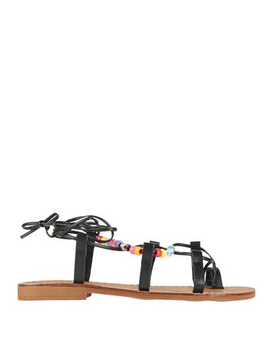 Ovyé Woman Thong sandal Black Size 6 Textile fibers