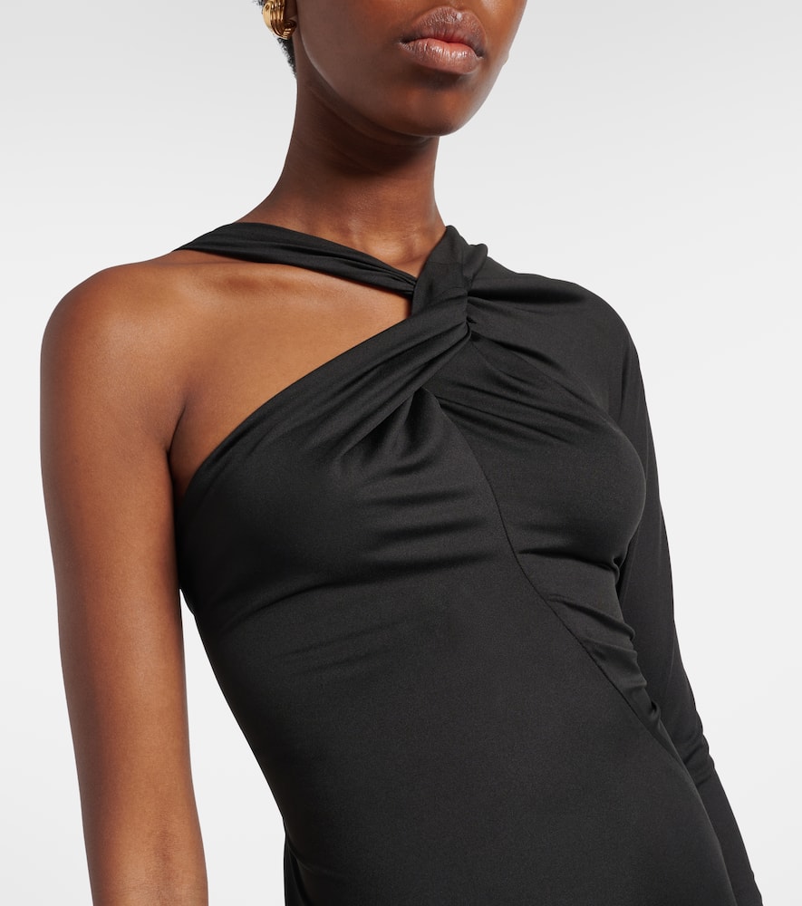 Ruched one-shoulder maxi dress