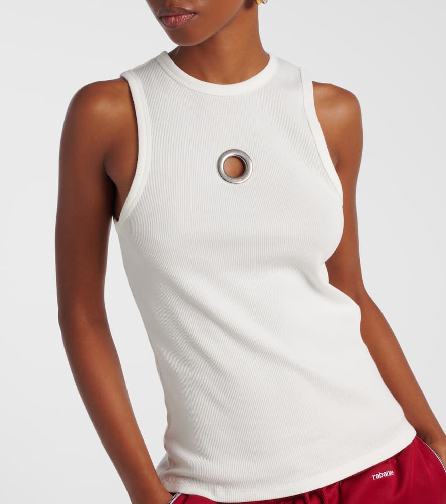 Embellished cotton-blend tank top