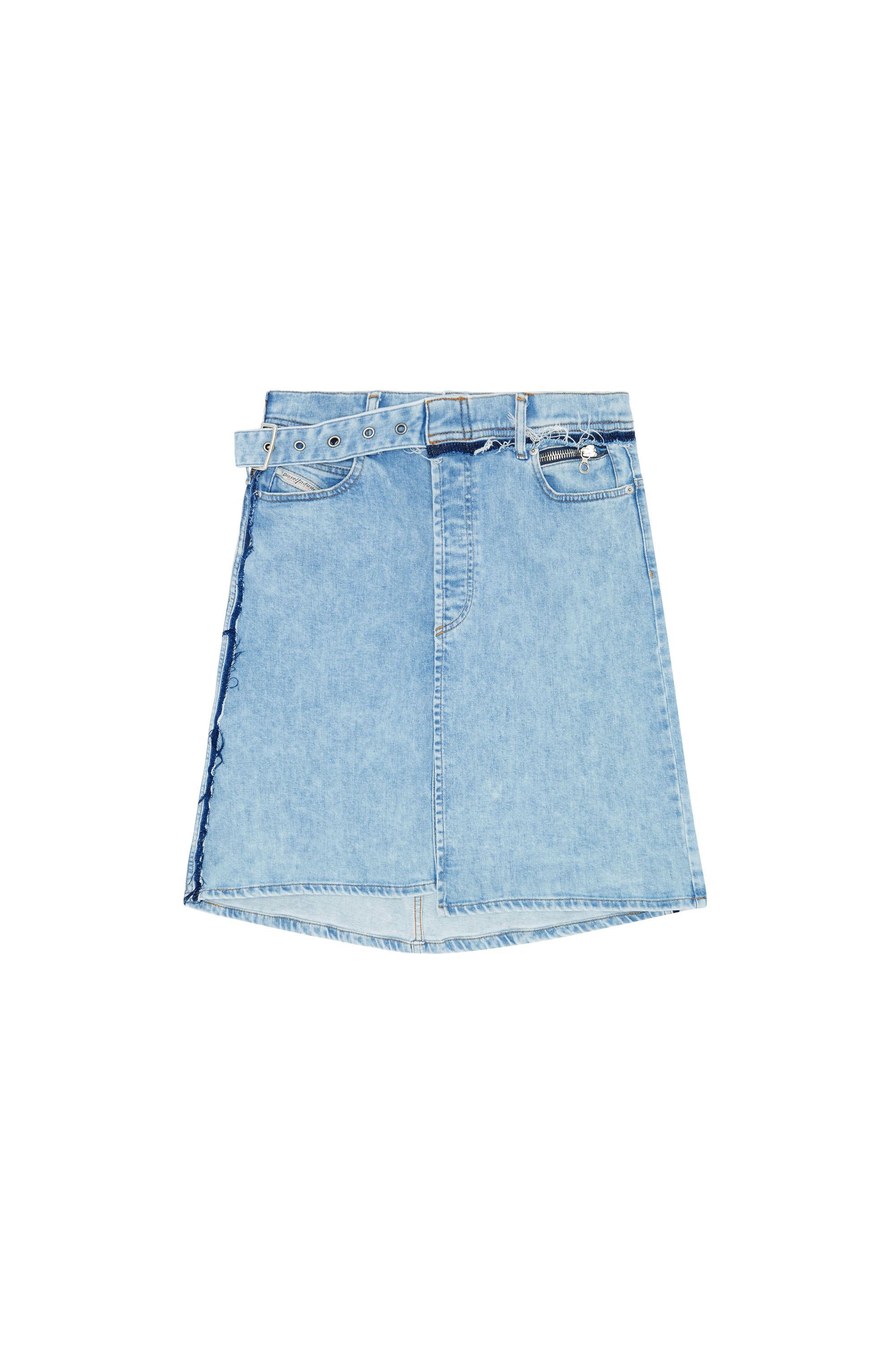 Asymmetric distressed denim skirt - Blue