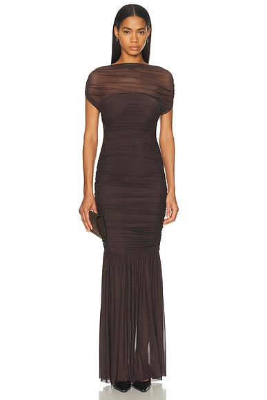 SEROYA Noel Gown in Chocolate. L. Also in M, S, XL