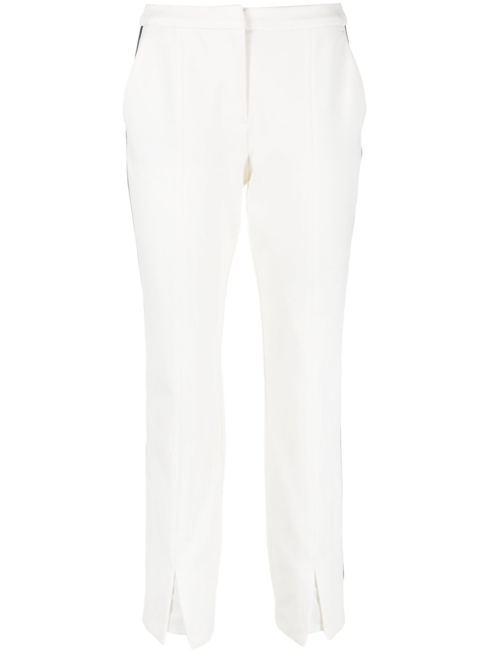 Logo-tape straight-leg trousers - White